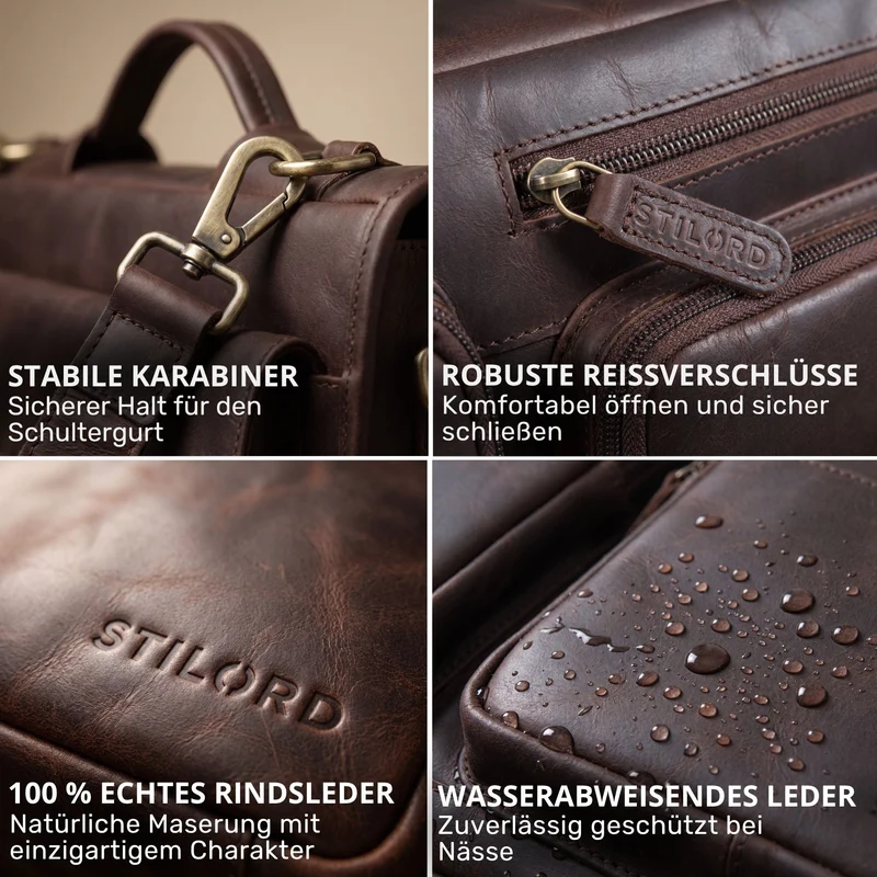 "Torsten" Laptoptasche Herren Leder Sleeve 15,6-17 Zoll