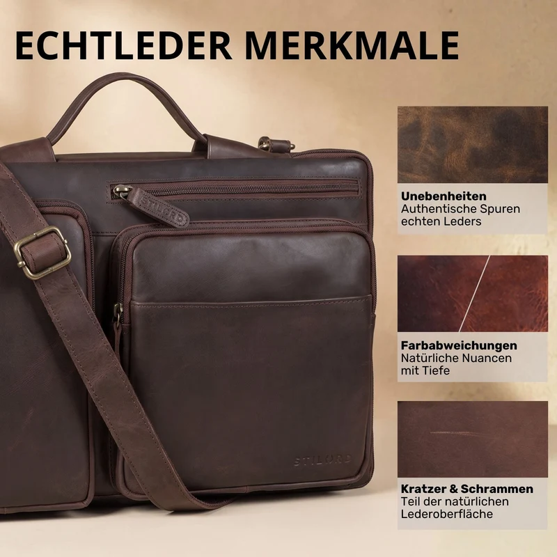 "Torsten" Laptoptasche Herren Leder Sleeve 15,6-17 Zoll