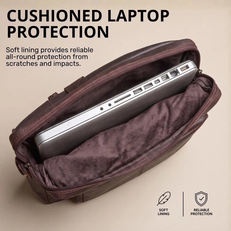 "Torsten" Laptoptasche Herren Leder Sleeve 15,6-17 Zoll