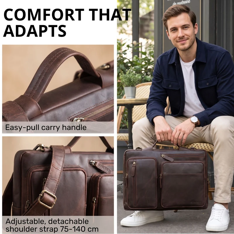 "Torsten" Laptoptasche Herren Leder Sleeve 15,6-17 Zoll