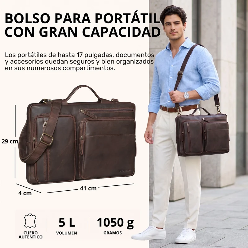 "Torsten" Laptoptasche Herren Leder Sleeve 15,6-17 Zoll