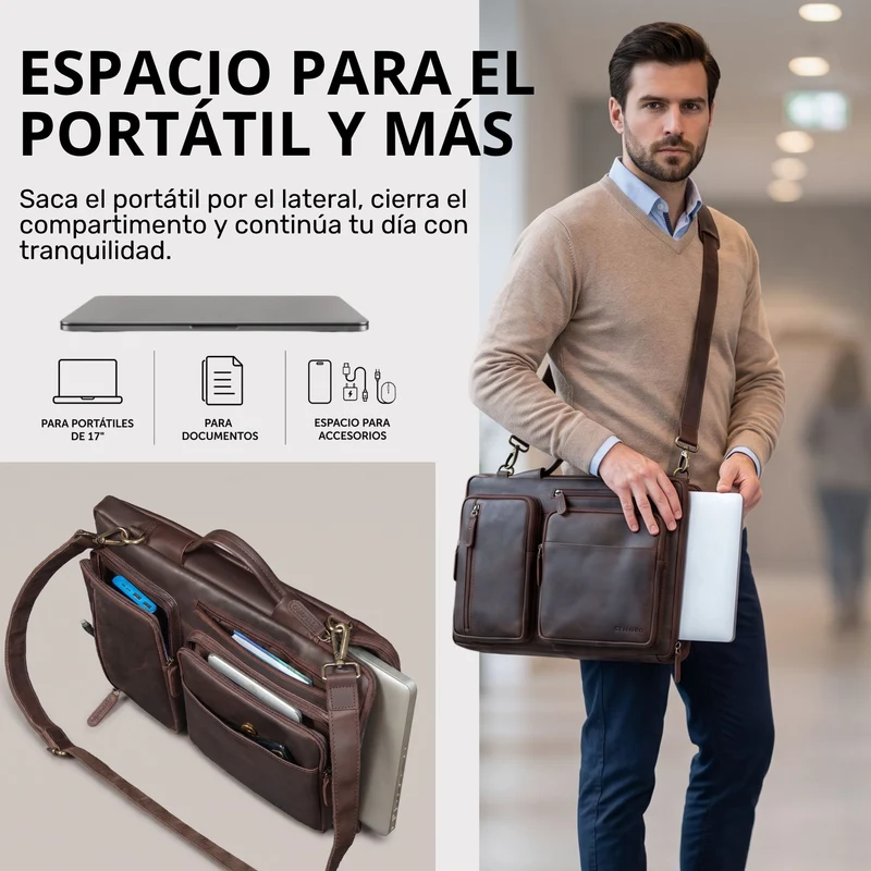 "Torsten" Laptoptasche Herren Leder Sleeve 15,6-17 Zoll