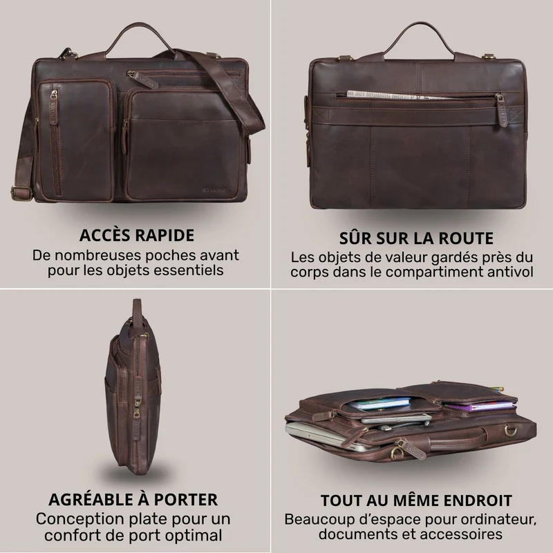 "Torsten" Laptoptasche Herren Leder Sleeve 15,6-17 Zoll
