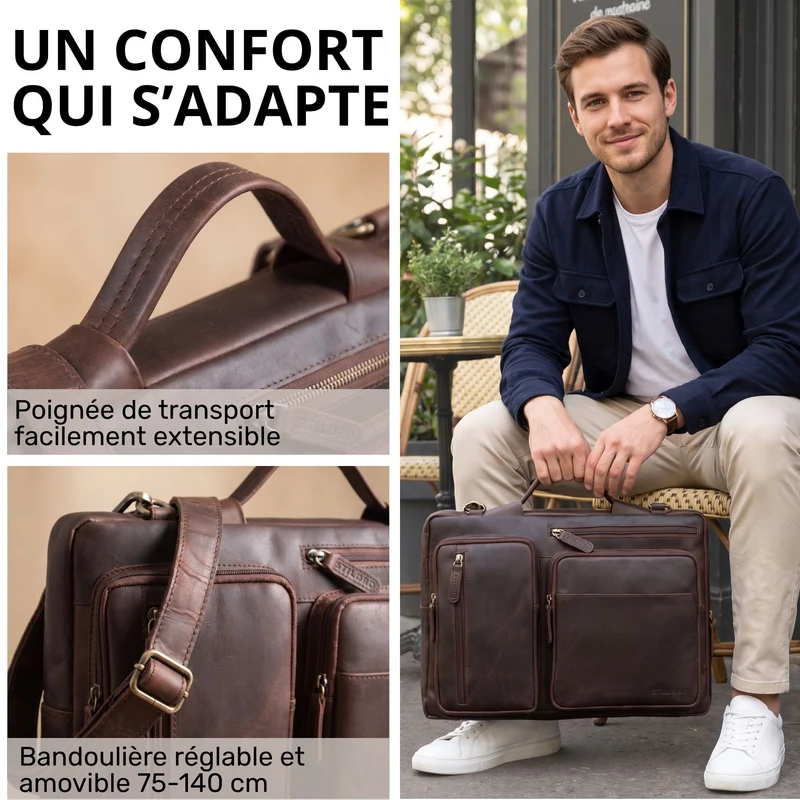 "Torsten" Laptoptasche Herren Leder Sleeve 15,6-17 Zoll