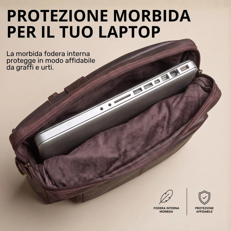 "Torsten" Laptoptasche Herren Leder Sleeve 15,6-17 Zoll