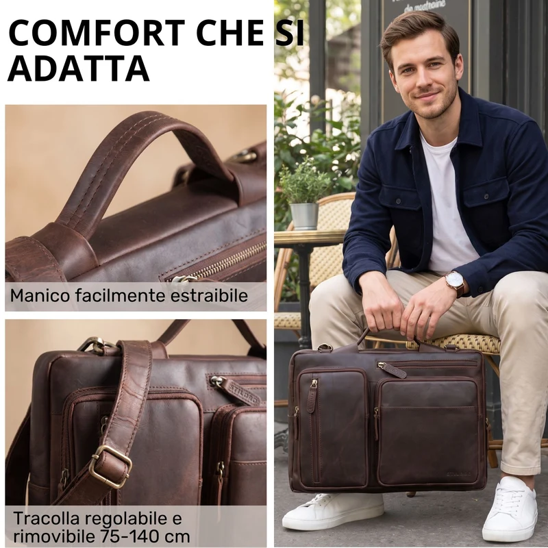 "Torsten" Laptoptasche Herren Leder Sleeve 15,6-17 Zoll