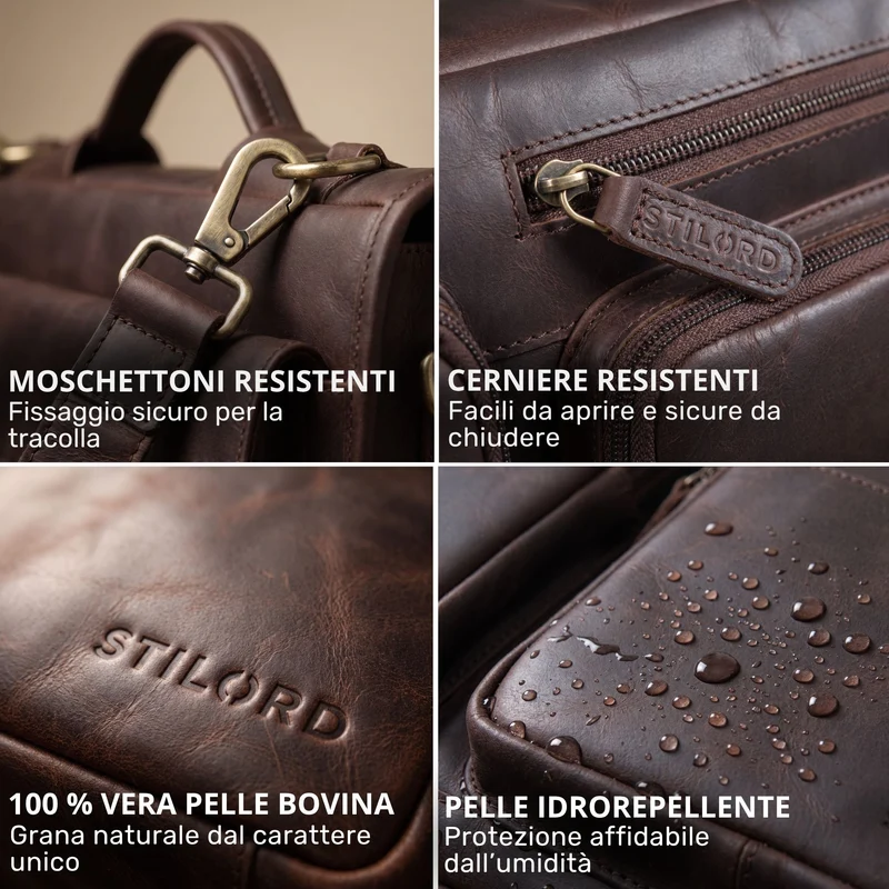 "Torsten" Laptoptasche Herren Leder Sleeve 15,6-17 Zoll