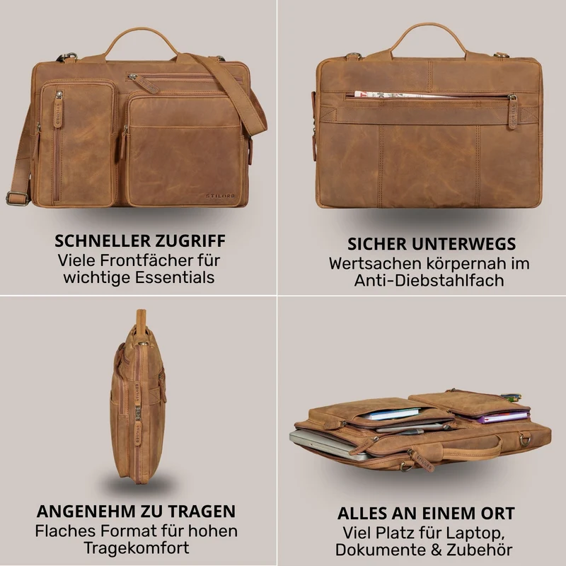 "Torsten" Laptoptasche Herren Leder Sleeve 15,6-17 Zoll