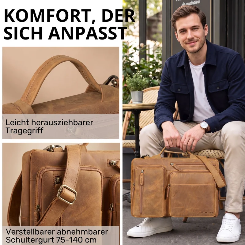 "Torsten" Laptoptasche Herren Leder Sleeve 15,6-17 Zoll