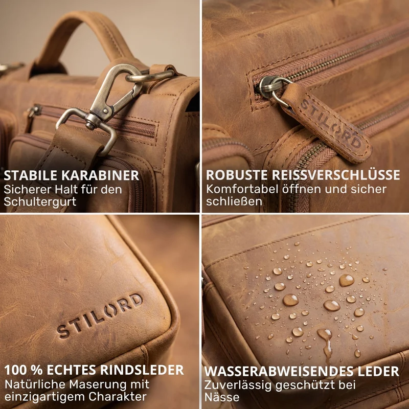 "Torsten" Laptoptasche Herren Leder Sleeve 15,6-17 Zoll