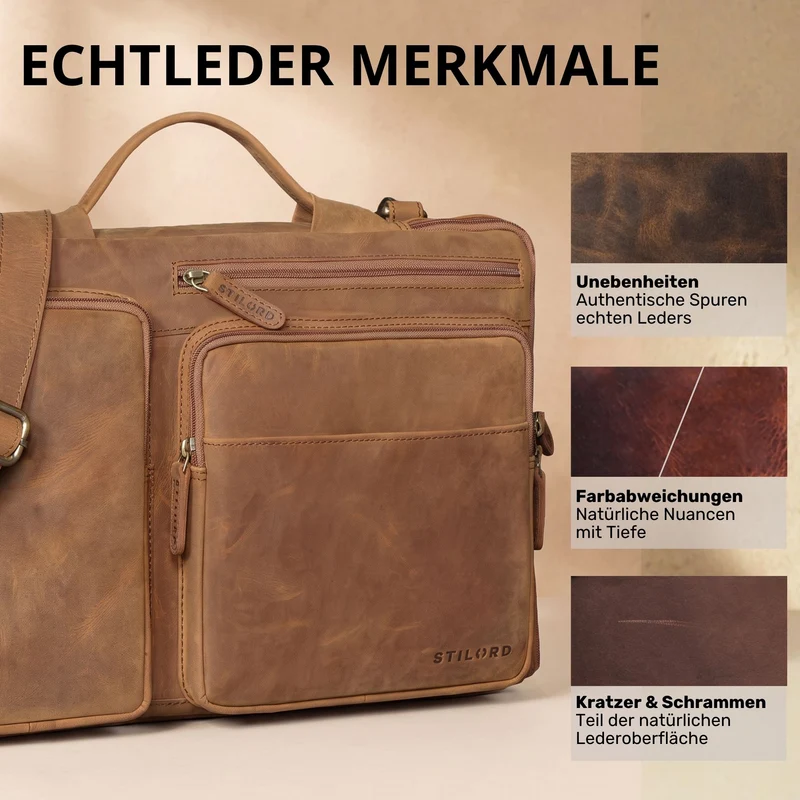 "Torsten" Laptoptasche Herren Leder Sleeve 15,6-17 Zoll