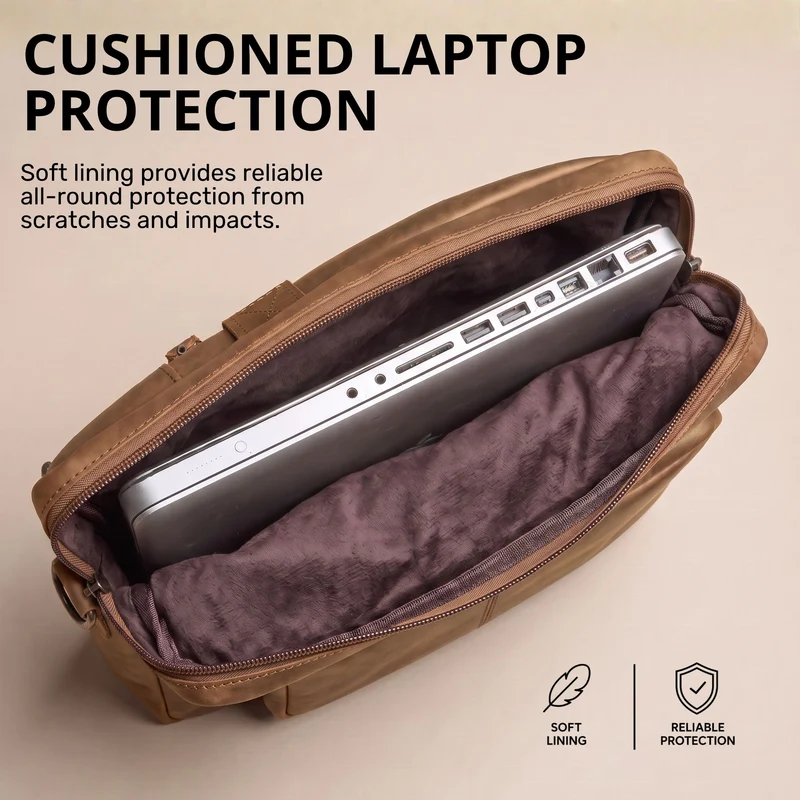 "Torsten" Laptoptasche Herren Leder Sleeve 15,6-17 Zoll