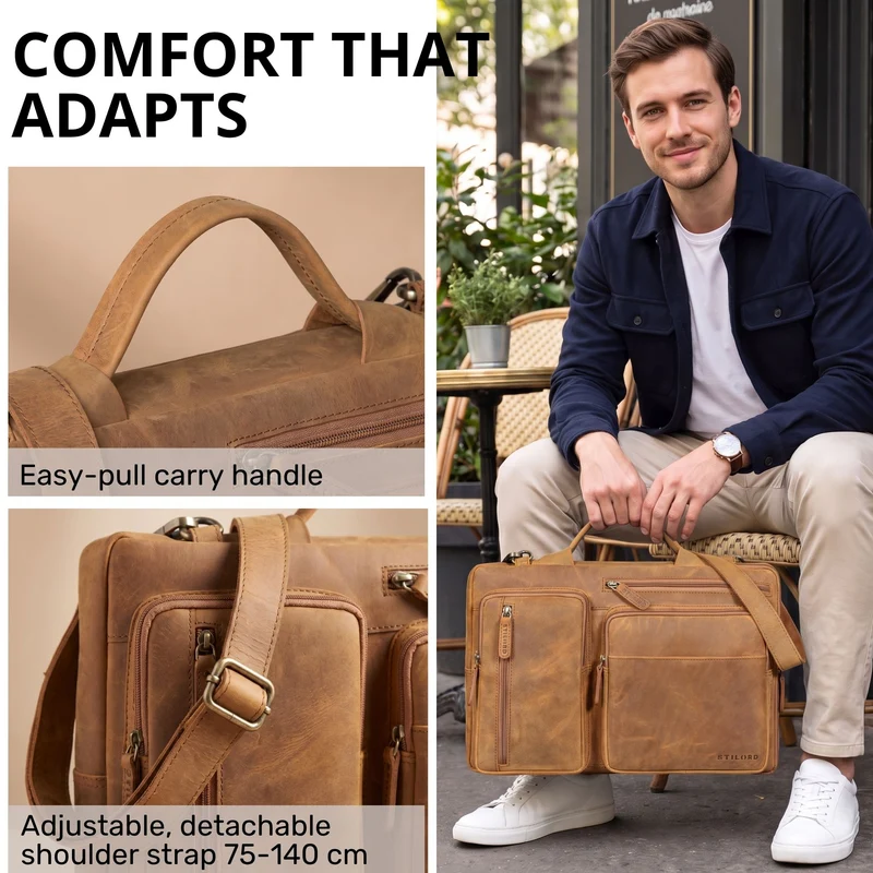 "Torsten" Laptoptasche Herren Leder Sleeve 15,6-17 Zoll
