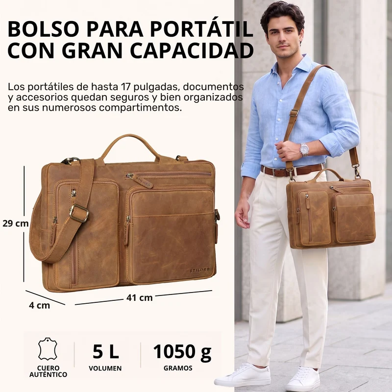 "Torsten" Laptoptasche Herren Leder Sleeve 15,6-17 Zoll