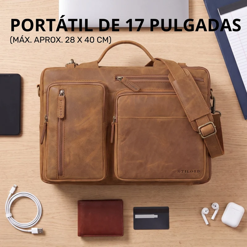 "Torsten" Laptoptasche Herren Leder Sleeve 15,6-17 Zoll