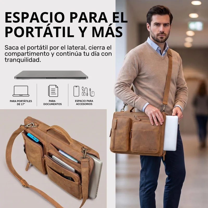 "Torsten" Laptoptasche Herren Leder Sleeve 15,6-17 Zoll