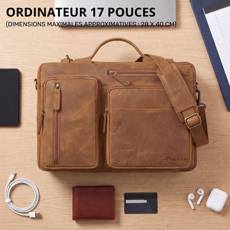 "Torsten" Laptoptasche Herren Leder Sleeve 15,6-17 Zoll