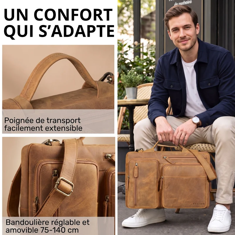 "Torsten" Laptoptasche Herren Leder Sleeve 15,6-17 Zoll
