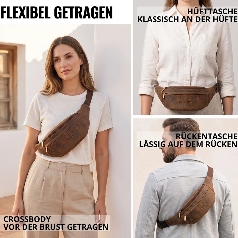 "Esteban" Gürteltasche Leder Herren & Damen