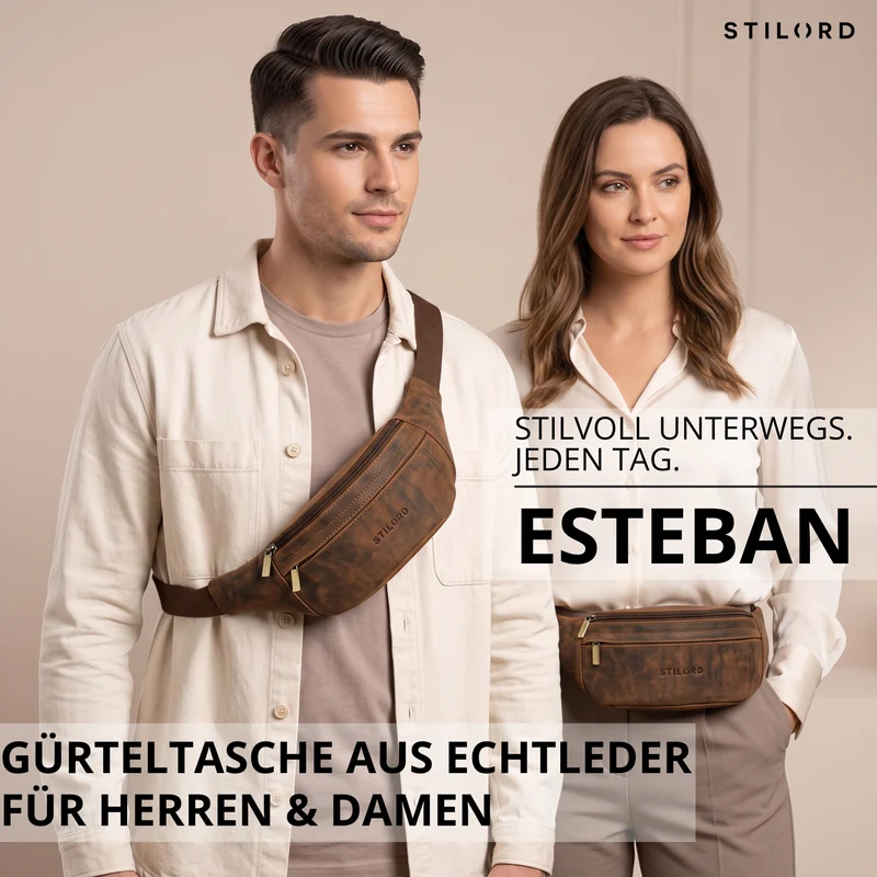 "Esteban" Gürteltasche Leder Herren & Damen