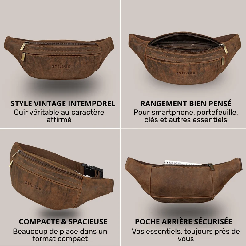 "Esteban" Gürteltasche Leder Herren & Damen