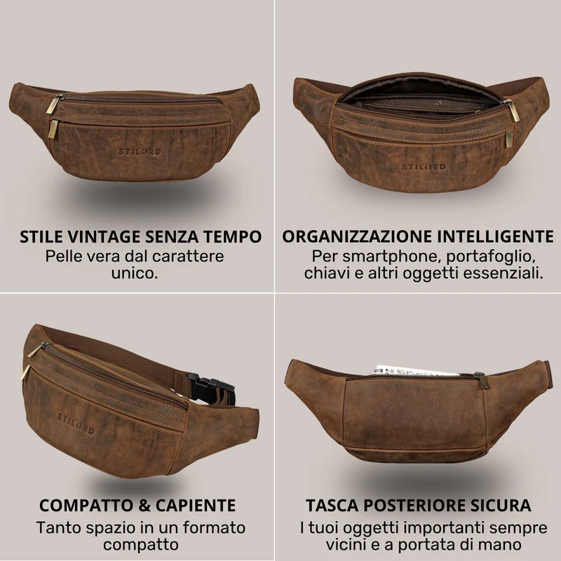 "Esteban" Gürteltasche Leder Herren & Damen