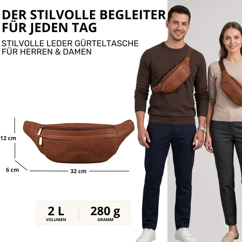 "Esteban" Gürteltasche Leder Herren & Damen