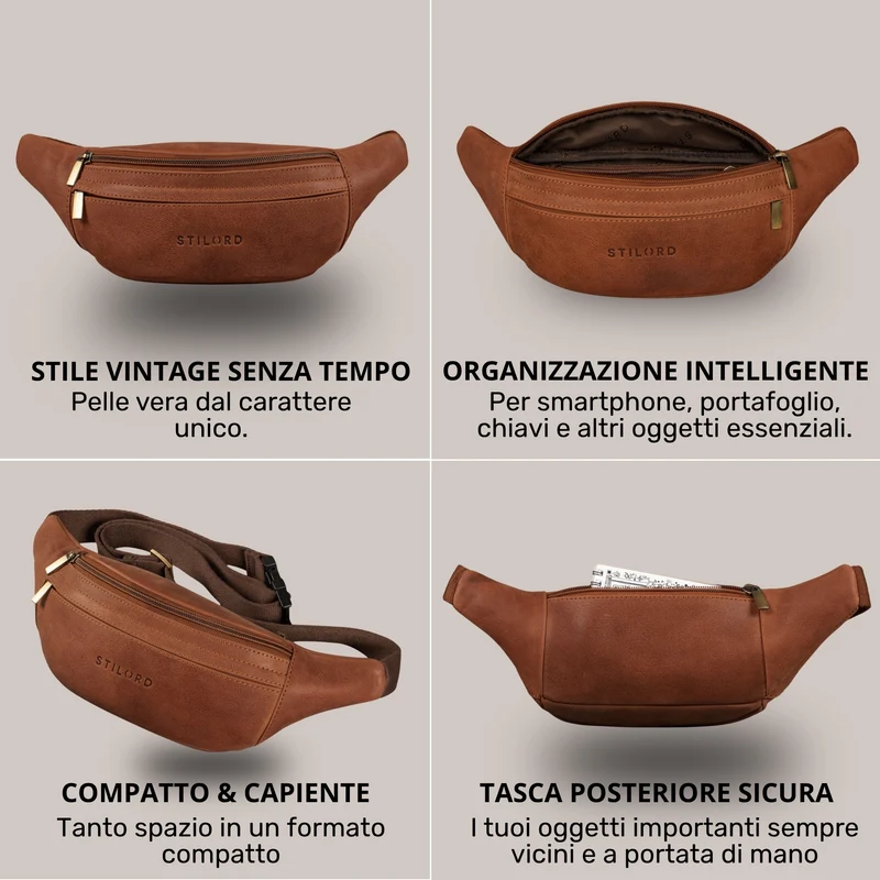 "Esteban" Gürteltasche Leder Herren & Damen
