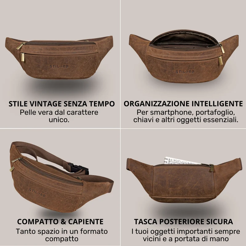 "Esteban" Gürteltasche Leder Herren & Damen