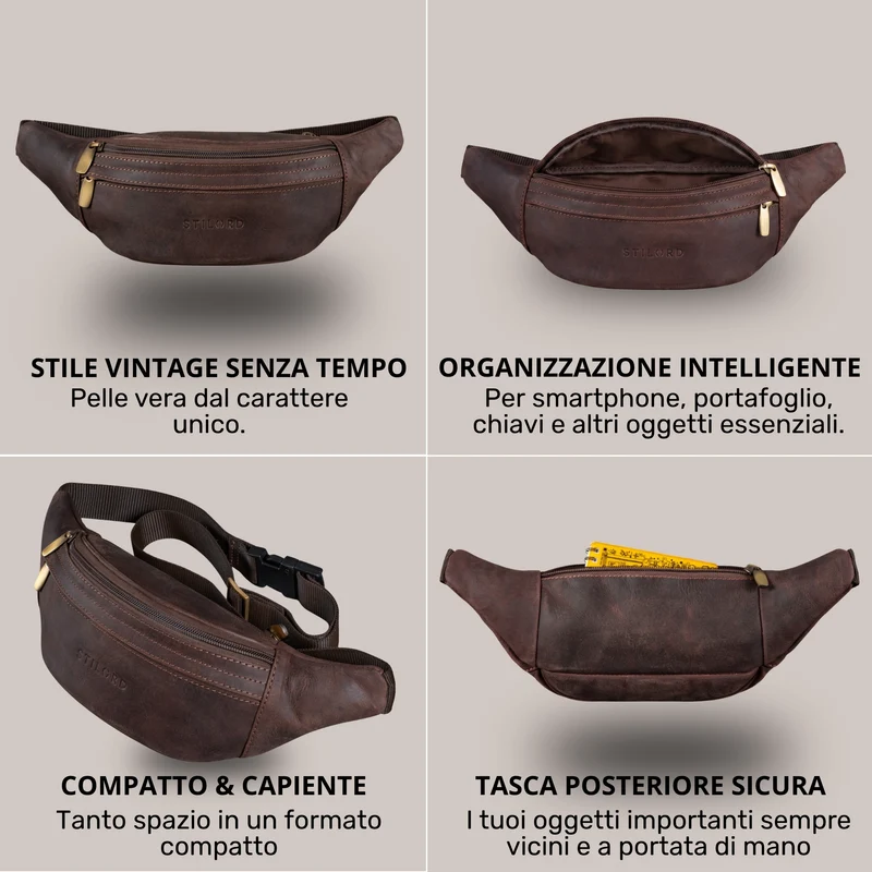 "Esteban" Gürteltasche Leder Herren & Damen