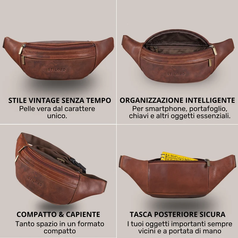 "Esteban" Gürteltasche Leder Herren & Damen