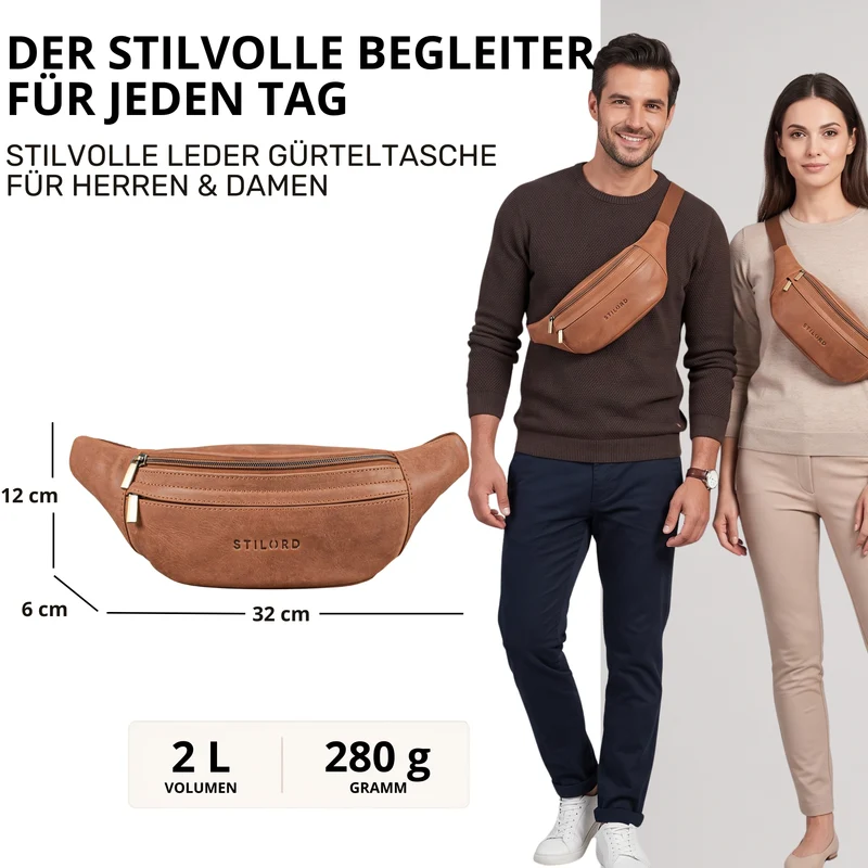 "Esteban" Gürteltasche Leder Herren & Damen