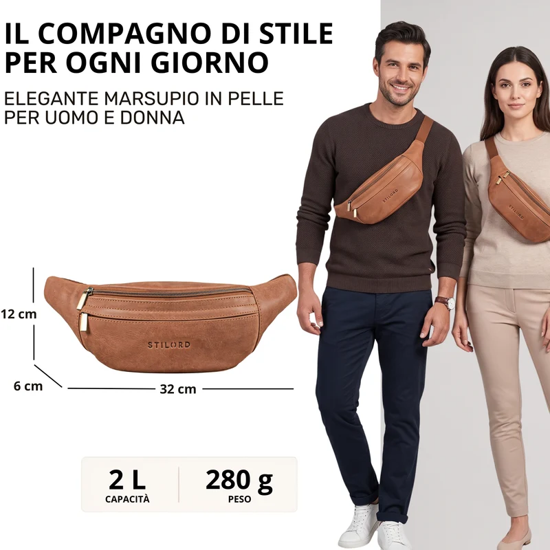 "Esteban" Gürteltasche Leder Herren & Damen