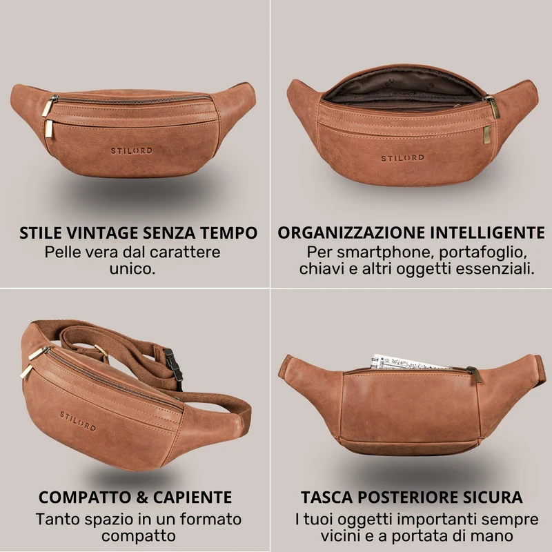 "Esteban" Gürteltasche Leder Herren & Damen