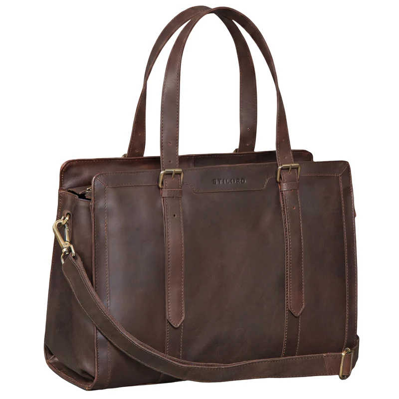 "Evelina" Elegante Leder Shopper Damen Groß 15,6 Zoll - 16 Zoll Laptop