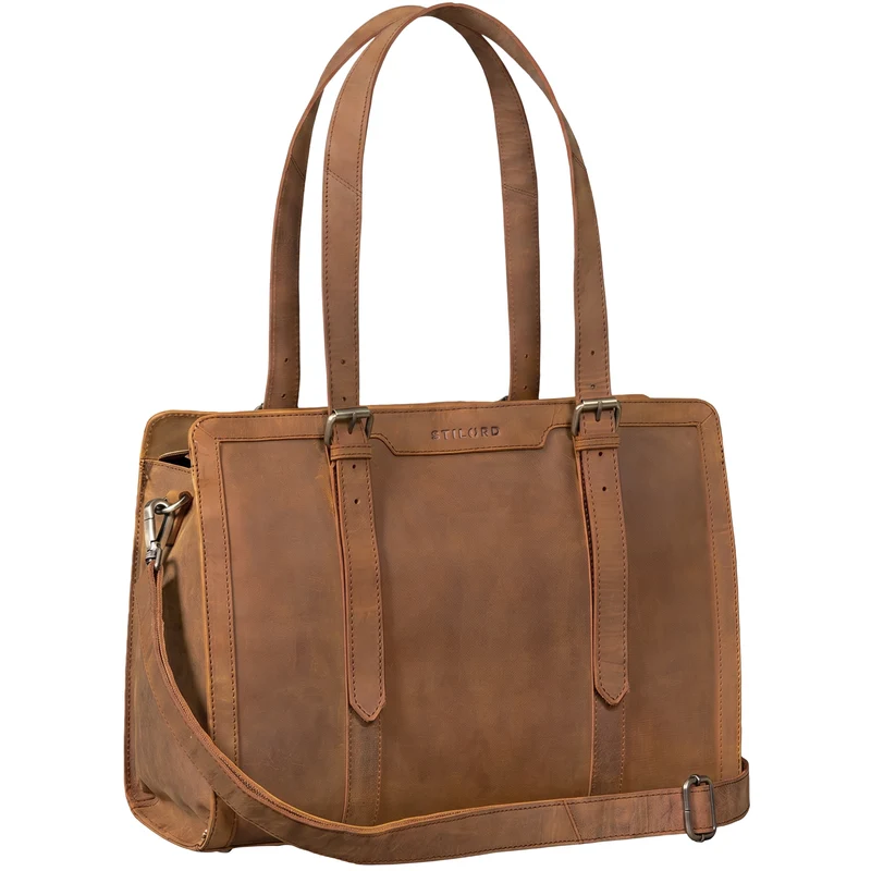 "Evelina" Elegante Leder Shopper Damen Groß 15,6 Zoll - 16 Zoll Laptop