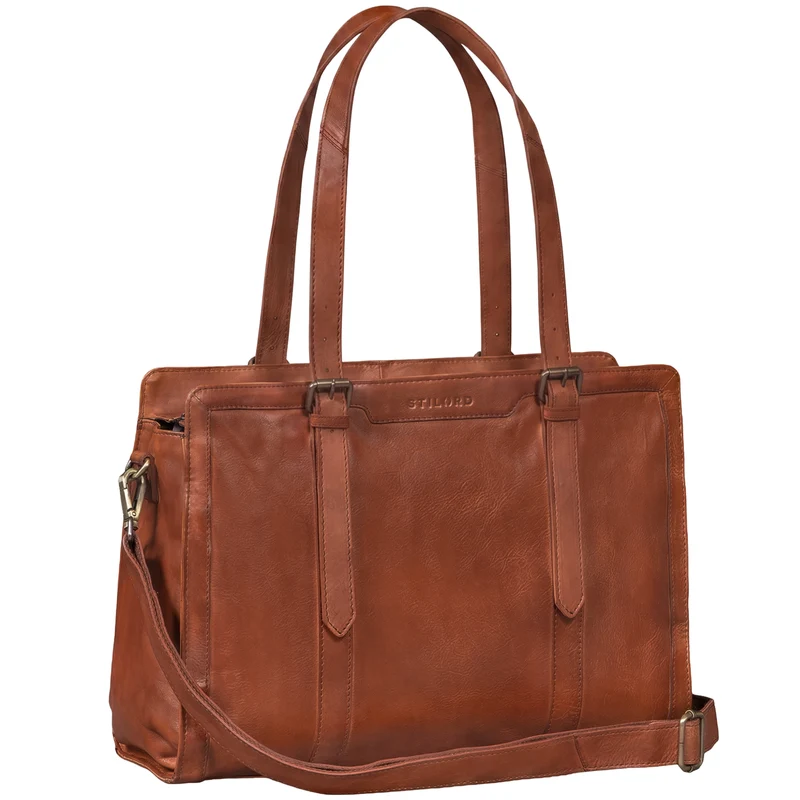 "Evelina" Elegante Leder Shopper Damen Groß 15,6 Zoll - 16 Zoll Laptop