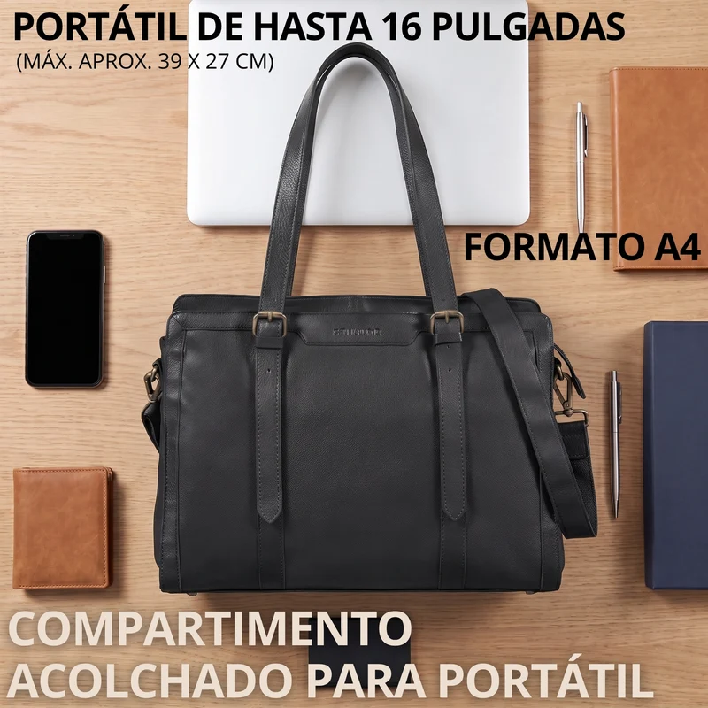 "Evelina" Elegante Leder Shopper Damen Groß 15,6 Zoll - 16 Zoll Laptop