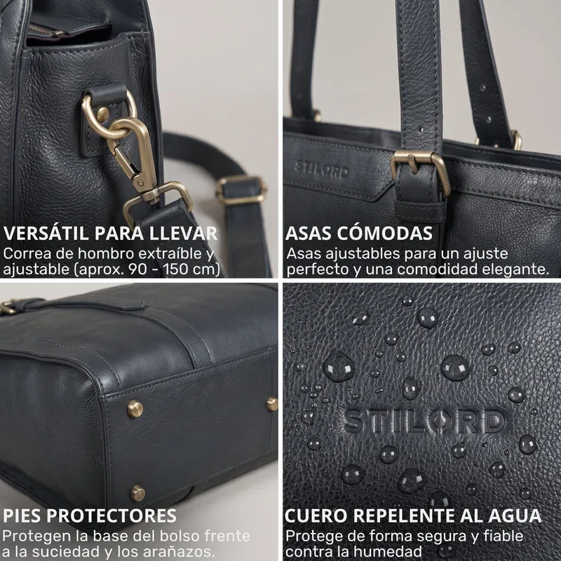 "Evelina" Elegante Leder Shopper Damen Groß 15,6 Zoll - 16 Zoll Laptop