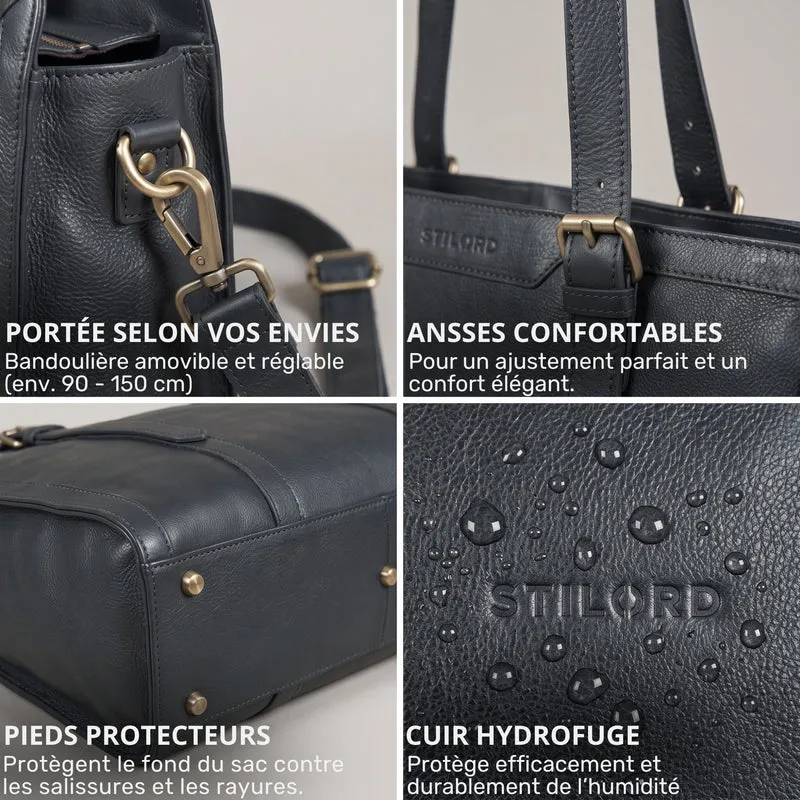 "Evelina" Elegante Leder Shopper Damen Groß 15,6 Zoll - 16 Zoll Laptop