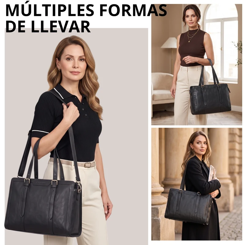 "Evelina" Elegante Leder Shopper Damen Groß 15,6 Zoll - 16 Zoll Laptop