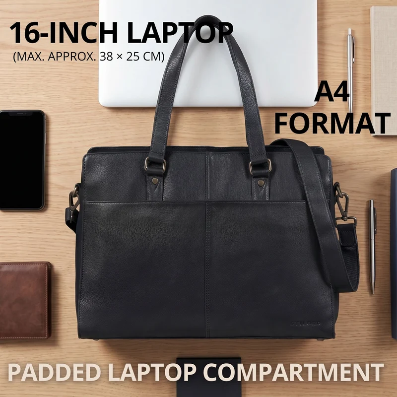 "Andrea" Shopper Tasche Damen Leder groß mit Laptopfach 15,6-16 Zoll