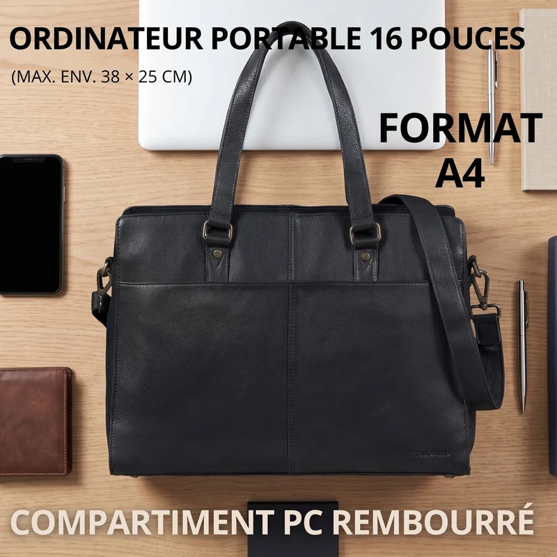 "Andrea" Shopper Tasche Damen Leder groß mit Laptopfach 15,6-16 Zoll