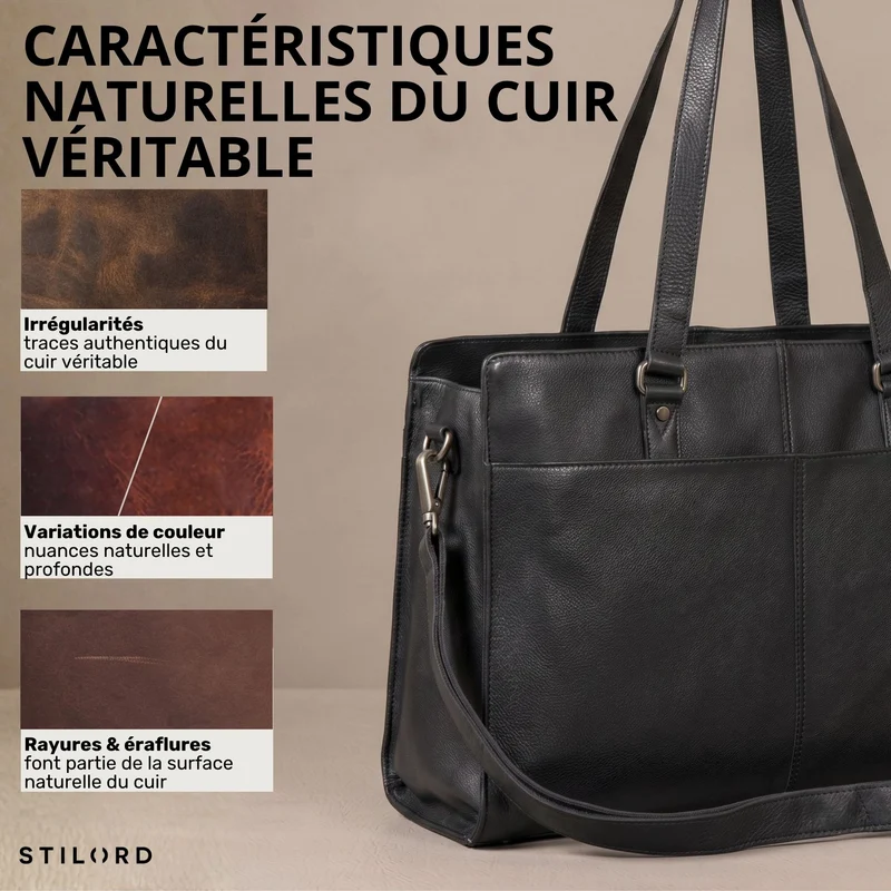 "Andrea" Shopper Tasche Damen Leder groß mit Laptopfach 15,6-16 Zoll