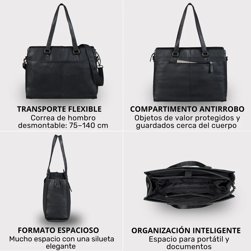"Andrea" Shopper Tasche Damen Leder groß mit Laptopfach 15,6-16 Zoll