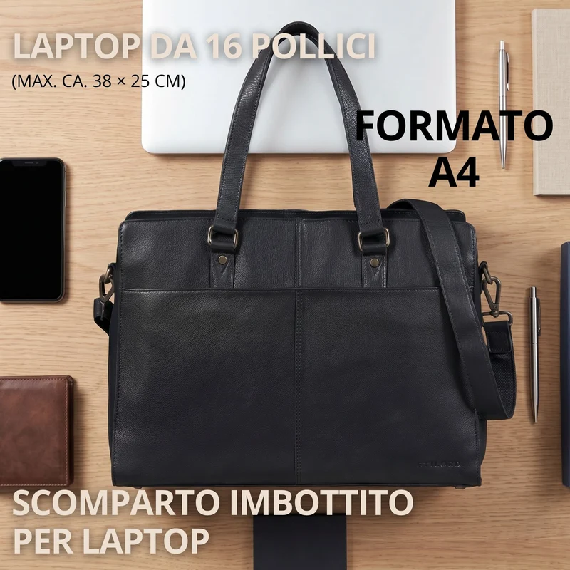 "Andrea" Shopper Tasche Damen Leder groß mit Laptopfach 15,6-16 Zoll