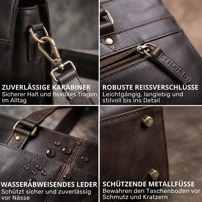 "Andrea" Shopper Tasche Damen Leder groß mit Laptopfach 15,6-16 Zoll