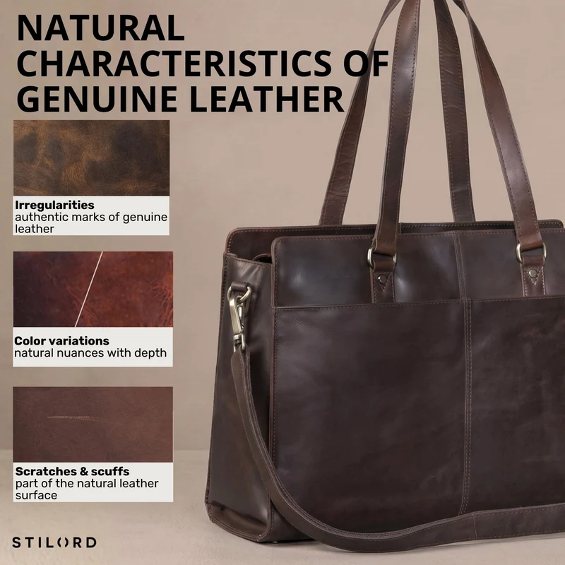 "Andrea" Shopper Tasche Damen Leder groß mit Laptopfach 15,6-16 Zoll
