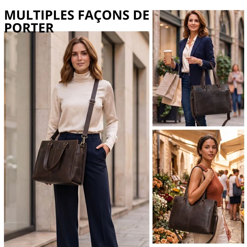 "Andrea" Shopper Tasche Damen Leder groß mit Laptopfach 15,6-16 Zoll