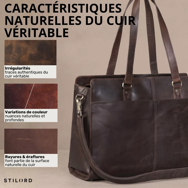 "Andrea" Shopper Tasche Damen Leder groß mit Laptopfach 15,6-16 Zoll